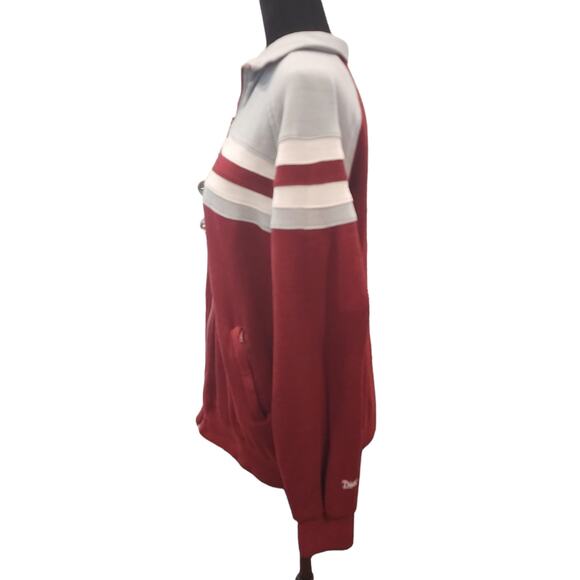 Vintage Christian Dior Monsieur Striped Burgundy & Gray Zipped Jacket Size Large - Picture 4 of 13